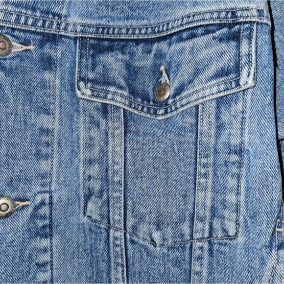 Banana Republic,  Jean Jacket w/ Leather Lined Collar, Unisex, Sz M - Picture 4 of 12